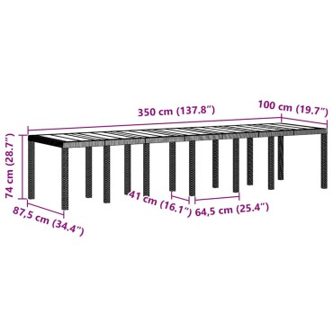 vidaXL Τραπέζι Κήπου Λευκό 350x100x74cm συνθετικό ρατάν 1 τεμ.