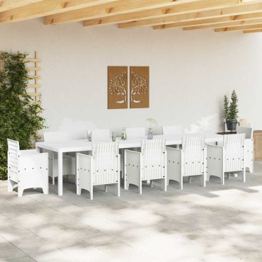 vidaXL Τραπέζι Κήπου Λευκό 350x100x74cm συνθετικό ρατάν 1 τεμ.