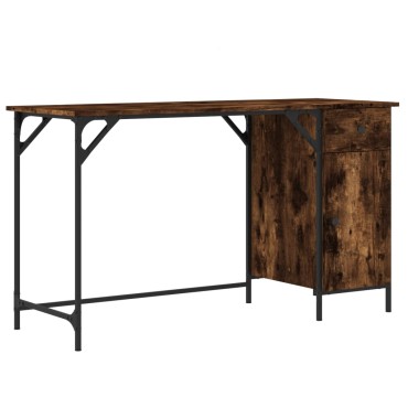 vidaXL Γραφείο Υπολογιστή Καπνιστή Δρυς 131x48x75cm από Επεξεργ. Ξύλο 1 τεμ.