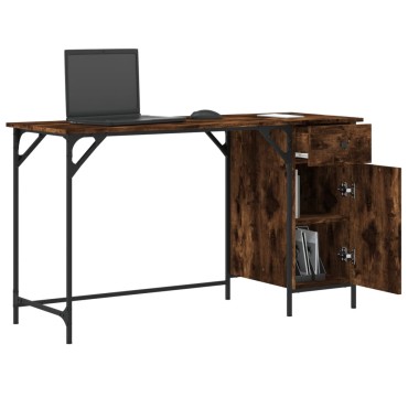 vidaXL Γραφείο Υπολογιστή Καπνιστή Δρυς 131x48x75cm από Επεξεργ. Ξύλο 1 τεμ.