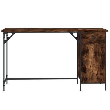 vidaXL Γραφείο Υπολογιστή Καπνιστή Δρυς 131x48x75cm από Επεξεργ. Ξύλο 1 τεμ.