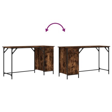 vidaXL Γραφείο Υπολογιστή Καπνιστή Δρυς 131x48x75cm από Επεξεργ. Ξύλο 1 τεμ.