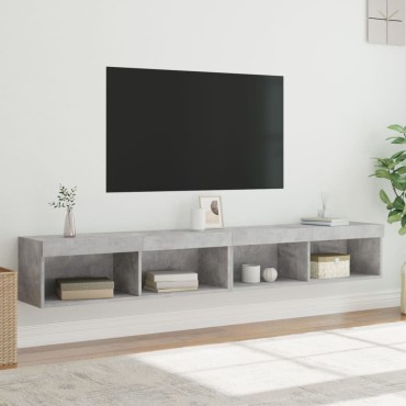 vidaXL Έπιπλα Τηλεόρασης με LED 2 τεμ. Γκρι Σκυροδέματος 100x30x30cm