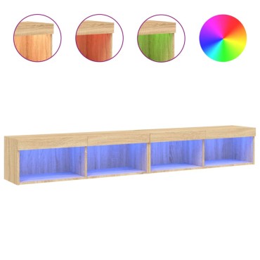 vidaXL Έπιπλα Τηλεόρασης με LED 2 τεμ. Sonoma Δρυς 100x30x30cm