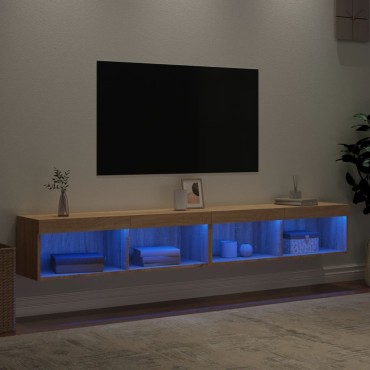 vidaXL Έπιπλα Τηλεόρασης με LED 2 τεμ. Sonoma Δρυς 100x30x30cm