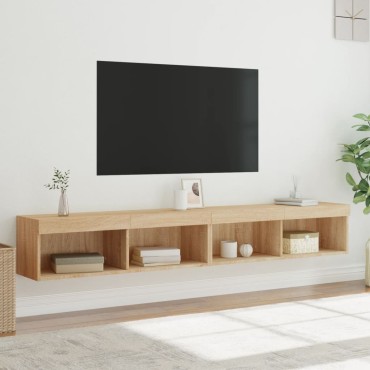 vidaXL Έπιπλα Τηλεόρασης με LED 2 τεμ. Sonoma Δρυς 100x30x30cm