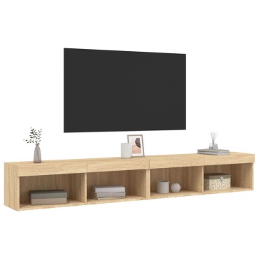 vidaXL Έπιπλα Τηλεόρασης με LED 2 τεμ. Sonoma Δρυς 100x30x30cm