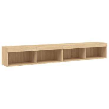 vidaXL Έπιπλα Τηλεόρασης με LED 2 τεμ. Sonoma Δρυς 100x30x30cm