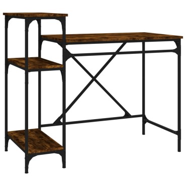 vidaXL Γραφείο με Ράφια Καπνιστή Δρυς 105x50x90cm Επεξ. Ξύλο/Σίδηρος 1 τεμ.