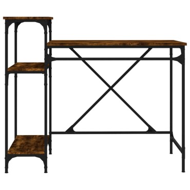 vidaXL Γραφείο με Ράφια Καπνιστή Δρυς 105x50x90cm Επεξ. Ξύλο/Σίδηρος 1 τεμ.