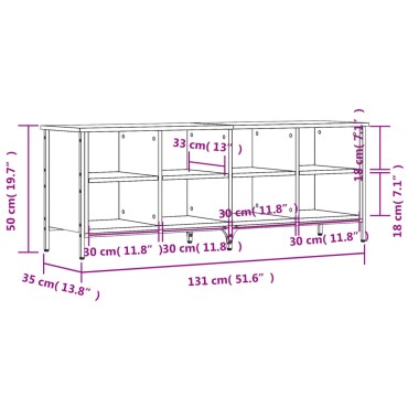 vidaXL Παπουτσοθήκη Sonoma Δρυς 131x35x50cm από Επεξεργ. Ξύλο