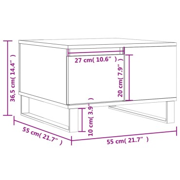 vidaXL Τραπεζάκι Σαλονιού Γκρι Σκυρ. 55x55x36,5cm Επεξεργ. Ξύλο 1 τεμ.