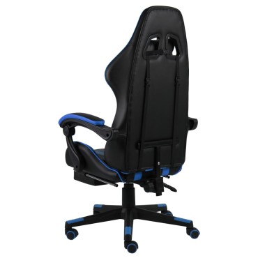 vidaXL Καρέκλα Racing με Υποπόδιο Μαύρο / Μπλε από Συνθετικό Δέρμα 35x41cm 1 τεμ.