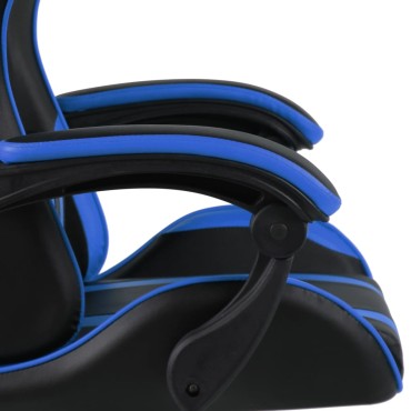 vidaXL Καρέκλα Racing με Υποπόδιο Μαύρο / Μπλε από Συνθετικό Δέρμα 35x41cm 1 τεμ.