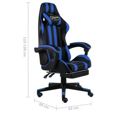 vidaXL Καρέκλα Racing με Υποπόδιο Μαύρο / Μπλε από Συνθετικό Δέρμα 35x41cm 1 τεμ.