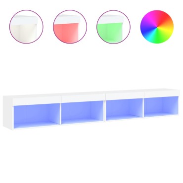 vidaXL Έπιπλα Τηλεόρασης με LED 2 τεμ. Λευκά 100x30x30cm