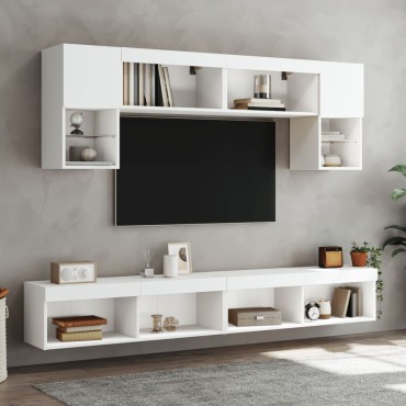 vidaXL Έπιπλα Τηλεόρασης με LED 2 τεμ. Λευκά 100x30x30cm