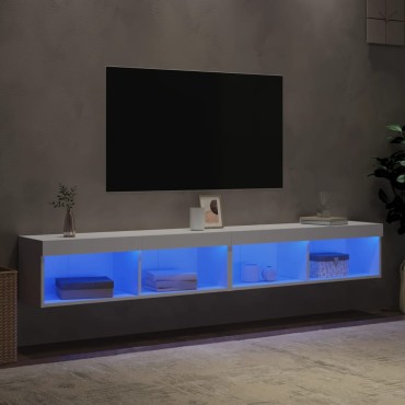 vidaXL Έπιπλα Τηλεόρασης με LED 2 τεμ. Λευκά 100x30x30cm