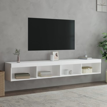 vidaXL Έπιπλα Τηλεόρασης με LED 2 τεμ. Λευκά 100x30x30cm