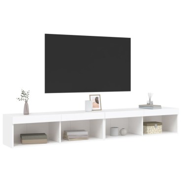 vidaXL Έπιπλα Τηλεόρασης με LED 2 τεμ. Λευκά 100x30x30cm