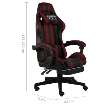 vidaXL Καρέκλα Racing με Υποπόδιο Μαύρο / Μπορντό από Συνθετικό Δέρμα 35x41cm 1 τεμ.