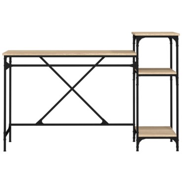 vidaXL Γραφείο με Ράφια Sonoma Δρυς 135x50x90cm Επεξ. Ξύλο/Σίδηρος 1 τεμ.