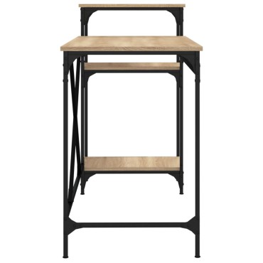 vidaXL Γραφείο με Ράφια Sonoma Δρυς 135x50x90cm Επεξ. Ξύλο/Σίδηρος 1 τεμ.
