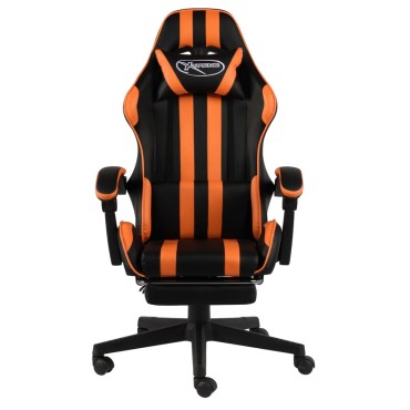 vidaXL Καρέκλα Racing με Υποπόδιο Μαύρο / Πορτοκαλί Συνθετικό Δέρμα 35x41cm 1 τεμ.