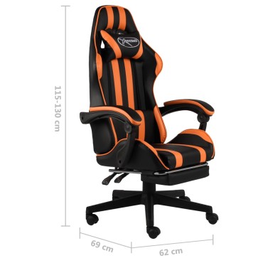 vidaXL Καρέκλα Racing με Υποπόδιο Μαύρο / Πορτοκαλί Συνθετικό Δέρμα 35x41cm 1 τεμ.