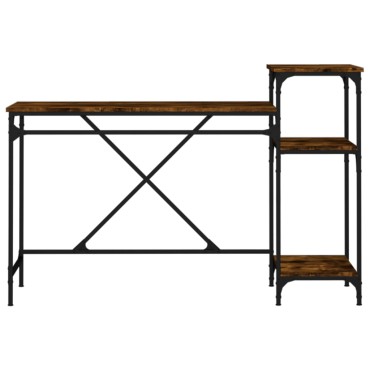 vidaXL Γραφείο με Ράφια Καπνιστή Δρυς 135x50x90cm Επεξ. Ξύλο/Σίδηρος 1 τεμ.