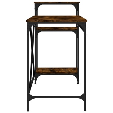 vidaXL Γραφείο με Ράφια Καπνιστή Δρυς 135x50x90cm Επεξ. Ξύλο/Σίδηρος 1 τεμ.