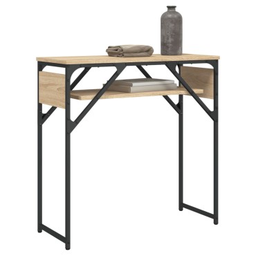 vidaXL Τραπέζι Κονσόλα με Ράφι Sonoma Δρυς 75x30x75cm Επεξεργ. Ξύλο 1 τεμ.