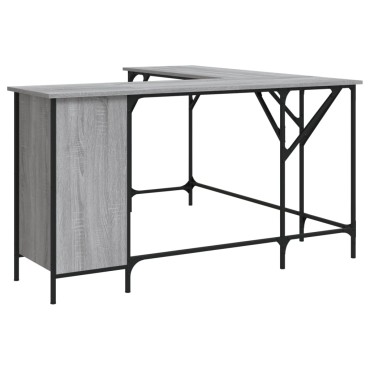 vidaXL Γραφείο Γκρι Sonoma 141x141x75cm από Επεξεργασμένο Ξύλο 1 τεμ.