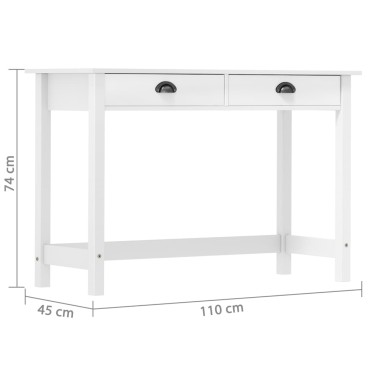 vidaXL Κονσόλα Hill 2 Συρτάρια 110x45x74cm από Μασίφ Ξύλο Πεύκου 1 τεμ.