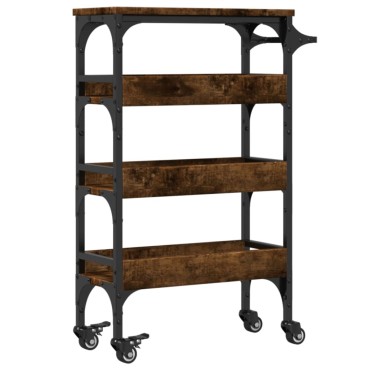 vidaXL Τρόλεϊ Κουζίνας Καπνιστή Δρυς 53x20x76cm Επεξεργασμένο Ξύλο 1 τεμ.