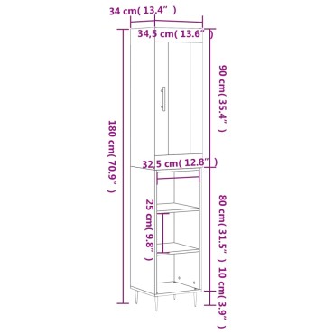 vidaXL Ντουλάπι Καπνιστή δρυς 34,5x34x180cm από Επεξεργασμένο Ξύλο 1 τεμ.