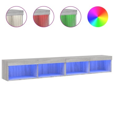 vidaXL Έπιπλα Τηλεόρασης με LED 2 τεμ. Γκρι Sonoma 100x30x30cm