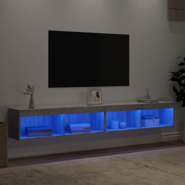 vidaXL Έπιπλα Τηλεόρασης με LED 2 τεμ. Γκρι Sonoma 100x30x30cm