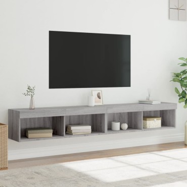 vidaXL Έπιπλα Τηλεόρασης με LED 2 τεμ. Γκρι Sonoma 100x30x30cm