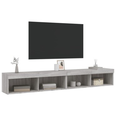 vidaXL Έπιπλα Τηλεόρασης με LED 2 τεμ. Γκρι Sonoma 100x30x30cm
