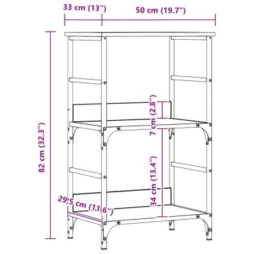 vidaXL Βιβλιοθήκη Αρτισιανή Δρυς 50x33x82cm Επεξεργ. Ξύλο 1 τεμ.