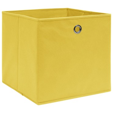 vidaXL Κουτιά Αποθήκευσης 10 τεμ. Κίτρινα 28x28x28 εκ.Ύφασμα Non-woven