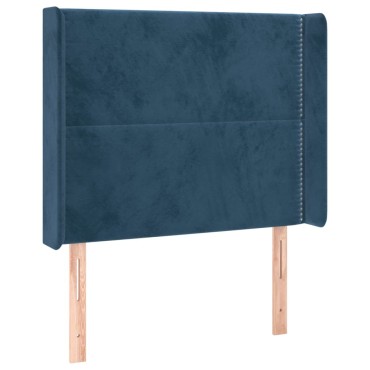 vidaXL Κεφαλάρι με Πτερύγια Σκούρο Μπλε 103x16x118/128cm Βελούδινο 1 τεμ.