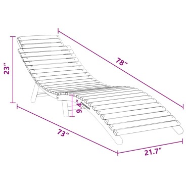 vidaXL Ξαπλώστρα Στερεό Ξύλο Τίκ Καφέ 198x55x58,5cm 1 τεμ.