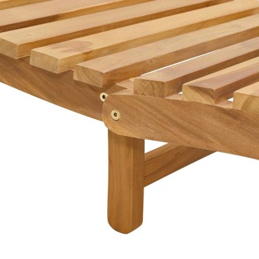 vidaXL Ξαπλώστρα Στερεό Ξύλο Τίκ Καφέ 198x55x58,5cm 1 τεμ.