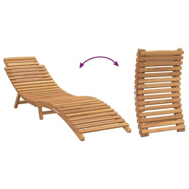vidaXL Ξαπλώστρα Στερεό Ξύλο Τίκ Καφέ 198x55x58,5cm 1 τεμ.