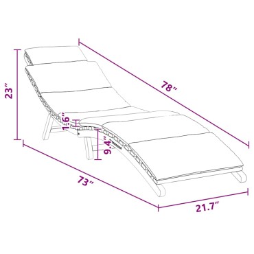 vidaXL Καλοκαιρινή Ξαπλώστρα Καφέ 198x55x58,5cm Στερεό Ξύλο Τίκ
