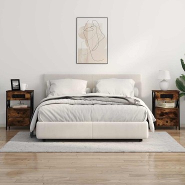 vidaXL Κομοδίνο Καπνιστό Δρύς 40x31x60cm Επεξεργασμένο Ξύλο 1 τεμ.