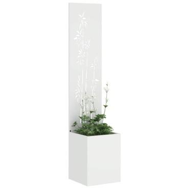 vidaXL Οθόνη Ιδιωτικότητας Κήπου Floral Λευκό 32 x 32 x 150 εκ