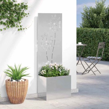vidaXL Οθόνη Ιδιωτικότητας Κήπου Floral Ασημί 50 x 32 x 150 εκ